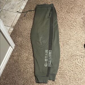 G-Star Olive Joggers with Dark Green Stripe